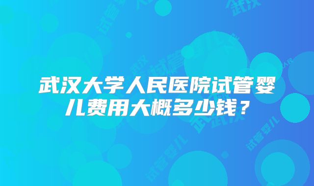 武汉大学人民医院试管婴儿费用大概多少钱?