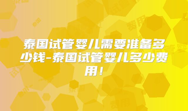 泰国试管婴儿需要准备多少钱-泰国试管婴儿多少费用！