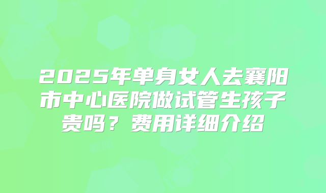 2025年单身女人去襄阳市中心医院做试管生孩子贵吗？费用详细介绍