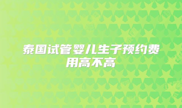 泰国试管婴儿生子预约费用高不高