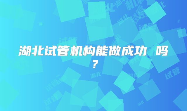 湖北试管机构能做成功 吗？