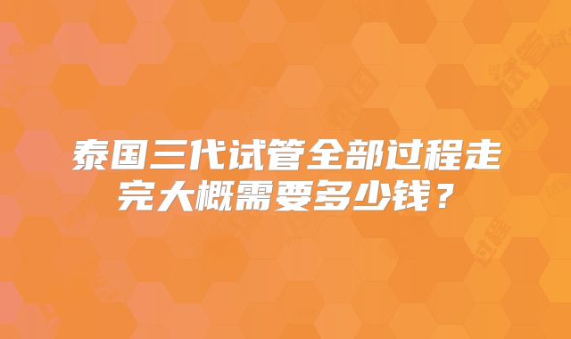 泰国三代试管全部过程走完大概需要多少钱？