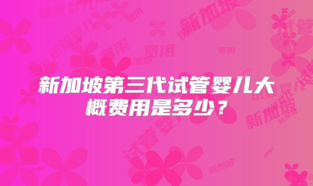 新加坡第三代试管婴儿大概费用是多少？