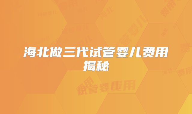 海北做三代试管婴儿费用揭秘