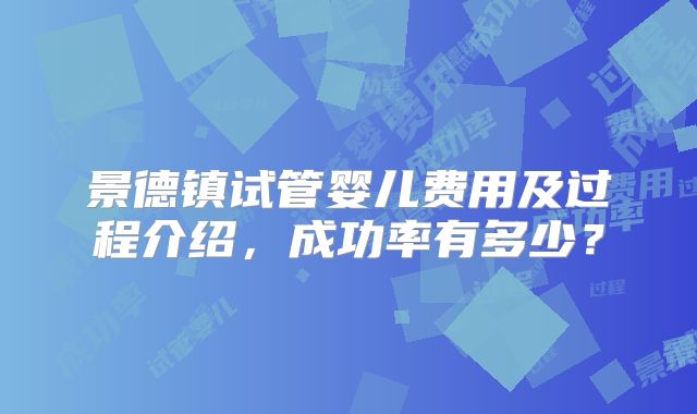 景德镇试管婴儿费用及过程介绍，成功率有多少？