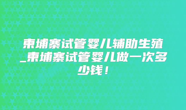 柬埔寨试管婴儿辅助生殖_柬埔寨试管婴儿做一次多少钱!