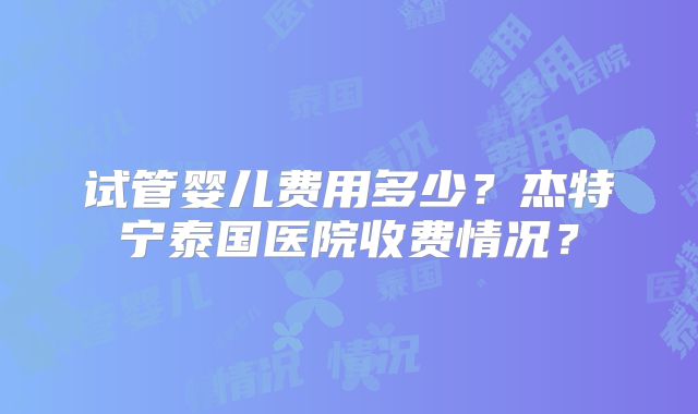 试管婴儿费用多少？杰特宁泰国医院收费情况？