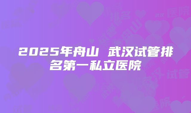 2025年舟山 武汉试管排名第一私立医院