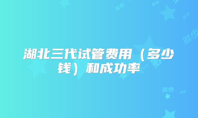 湖北三代试管费用(多少钱)和成功率