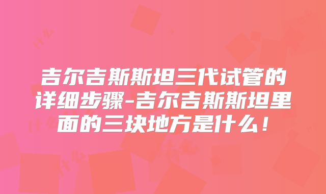 吉尔吉斯斯坦三代试管的详细步骤-吉尔吉斯斯坦里面的三块地方是什么!