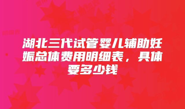 湖北三代试管婴儿辅助妊娠总体费用明细表，具体要多少钱