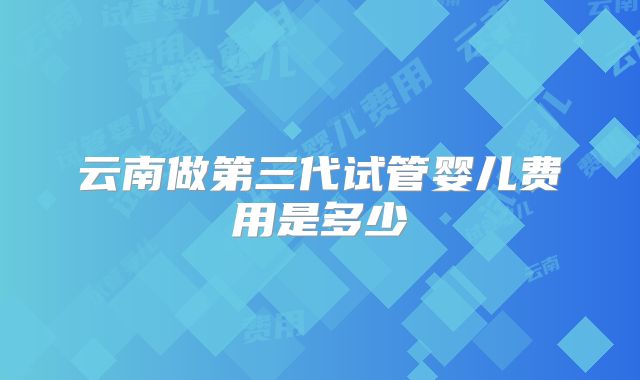 云南做第三代试管婴儿费用是多少