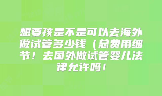 想要孩是不是可以去海外做试管多少钱(总费用细节!去国外做试管婴儿法律允许吗!