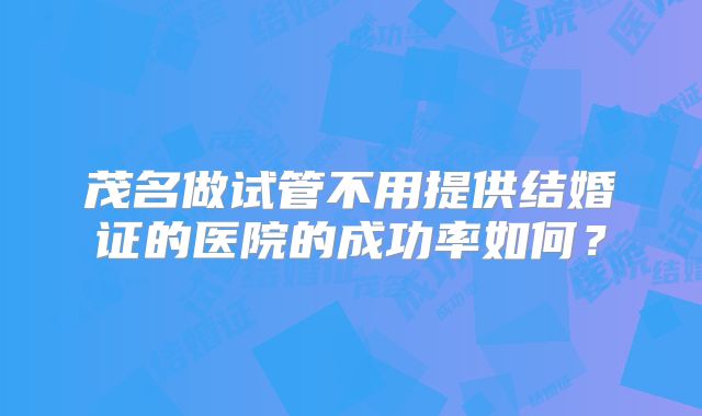茂名做试管不用提供结婚证的医院的成功率如何？