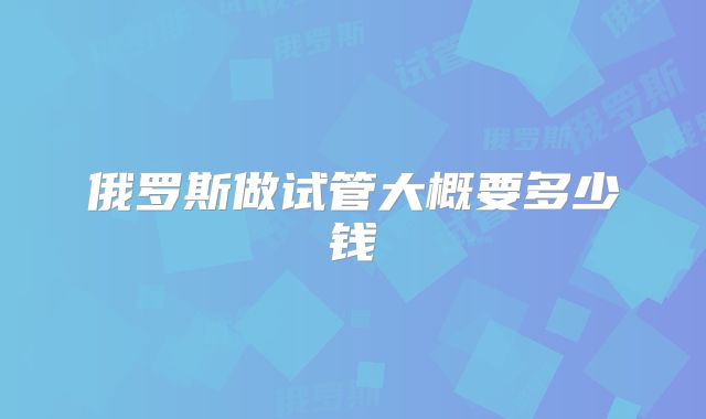 俄罗斯做试管大概要多少钱