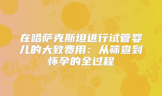 在哈萨克斯坦进行试管婴儿的大致费用：从筛查到怀孕的全过程