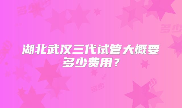 湖北武汉三代试管大概要多少费用？