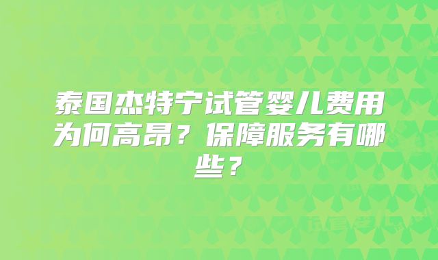 泰国杰特宁试管婴儿费用为何高昂?保障服务有哪些?