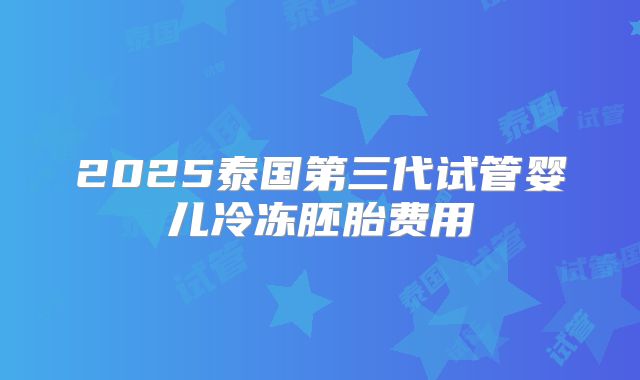 2025泰国第三代试管婴儿冷冻胚胎费用