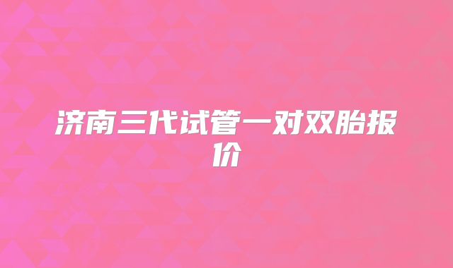 济南三代试管一对双胎报价