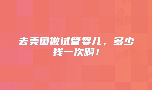 去美国做试管婴儿,多少钱一次啊!