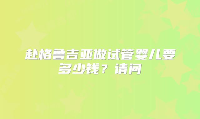 赴格鲁吉亚做试管婴儿要多少钱？请问