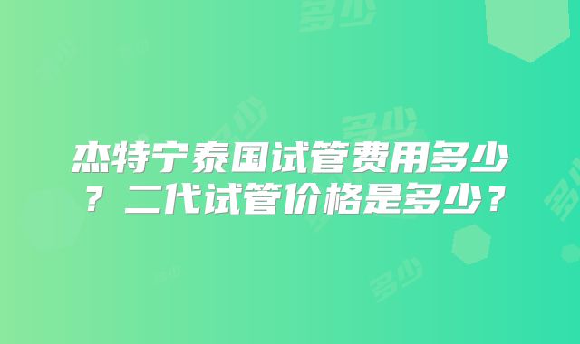 杰特宁泰国试管费用多少？二代试管价格是多少？