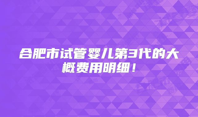 合肥市试管婴儿第3代的大概费用明细!