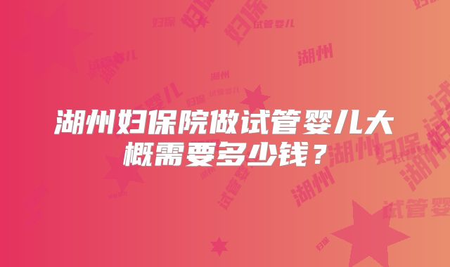 湖州妇保院做试管婴儿大概需要多少钱？