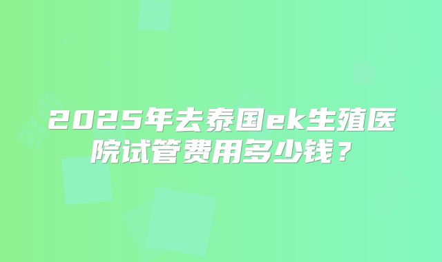 2025年去泰国ek生殖医院试管费用多少钱？