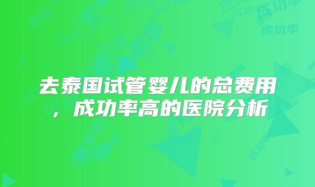 去泰国试管婴儿的总费用，成功率高的医院分析