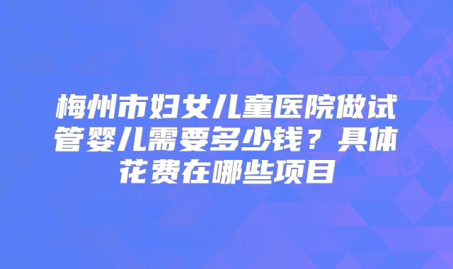 梅州市妇女儿童医院做试管婴儿需要多少钱？具体花费在哪些项目