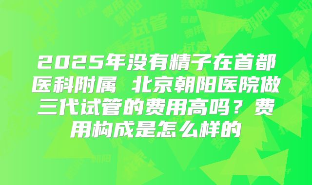2025年没有精子在首都医科附属 北京朝阳医院做三代试管的费用高吗？费用构成是怎么样的