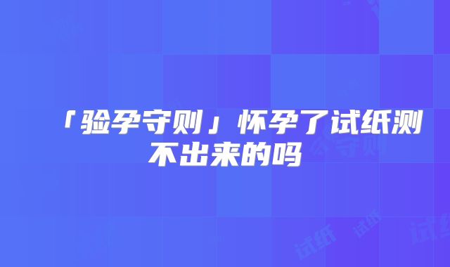 「验孕守则」怀孕了试纸测不出来的吗