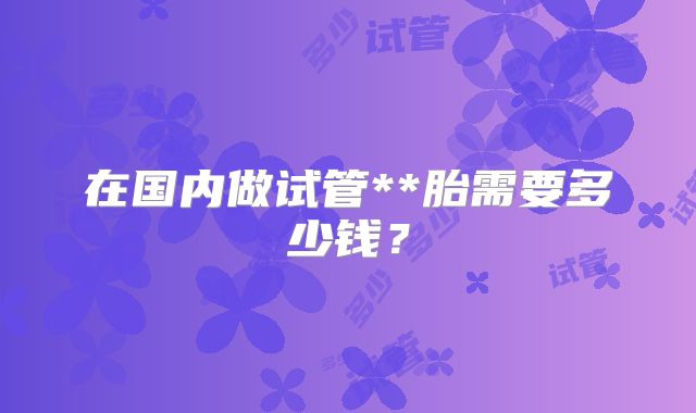 在国内做试管**胎需要多少钱?