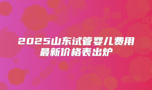 2025山东试管婴儿费用最新价格表出炉
