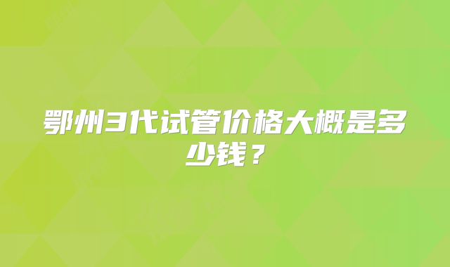 鄂州3代试管价格大概是多少钱？