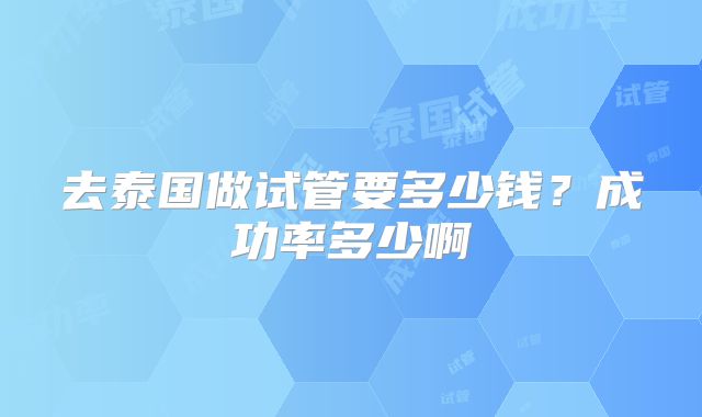 去泰国做试管要多少钱？成功率多少啊