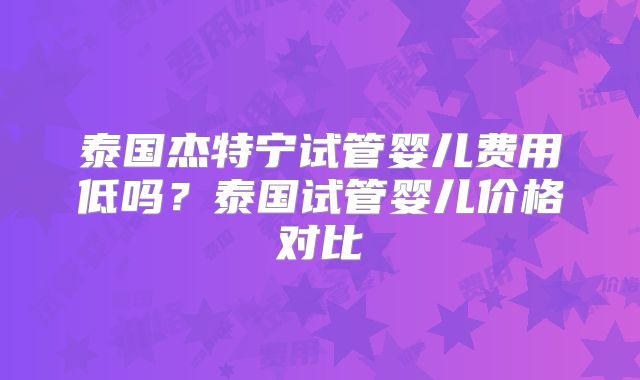 泰国杰特宁试管婴儿费用低吗?泰国试管婴儿价格对比