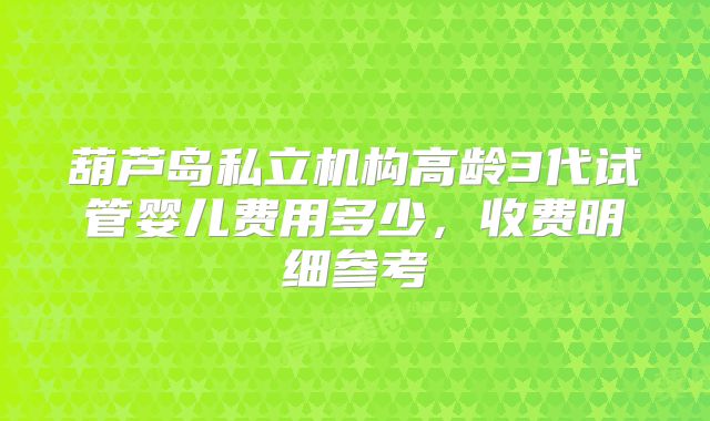 葫芦岛私立机构高龄3代试管婴儿费用多少，收费明细参考