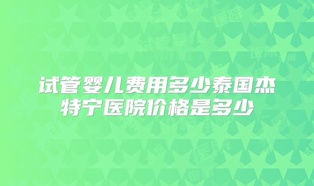试管婴儿费用多少泰国杰特宁医院价格是多少
