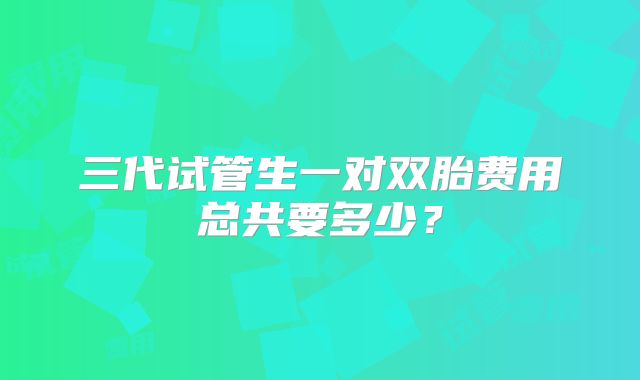 三代试管生一对双胎费用总共要多少?