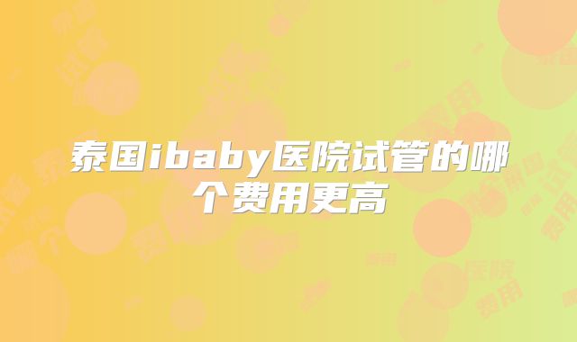 泰国ibaby医院试管的哪个费用更高