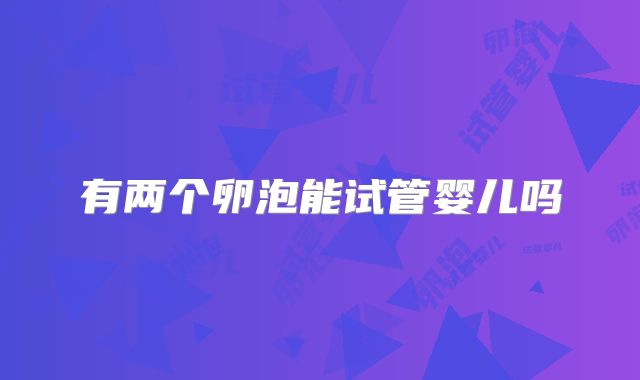 有两个卵泡能试管婴儿吗