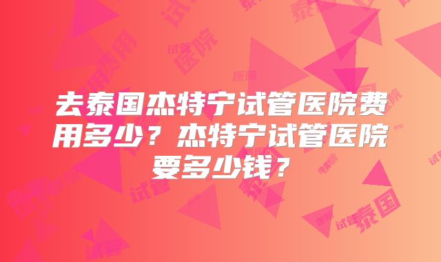 去泰国杰特宁试管医院费用多少？杰特宁试管医院要多少钱？