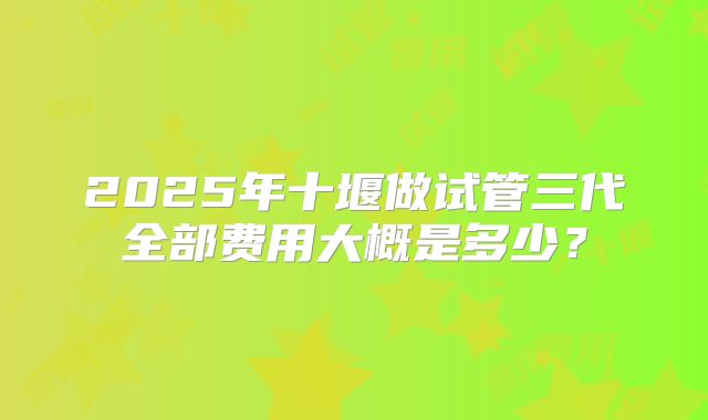 2025年十堰做试管三代全部费用大概是多少?