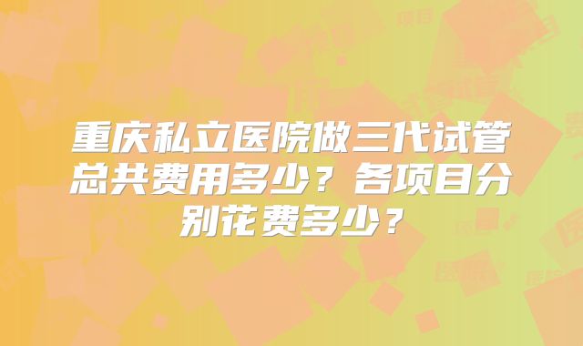 重庆私立医院做三代试管总共费用多少？各项目分别花费多少？