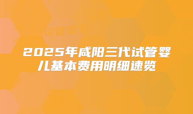 2025年咸阳三代试管婴儿基本费用明细速览