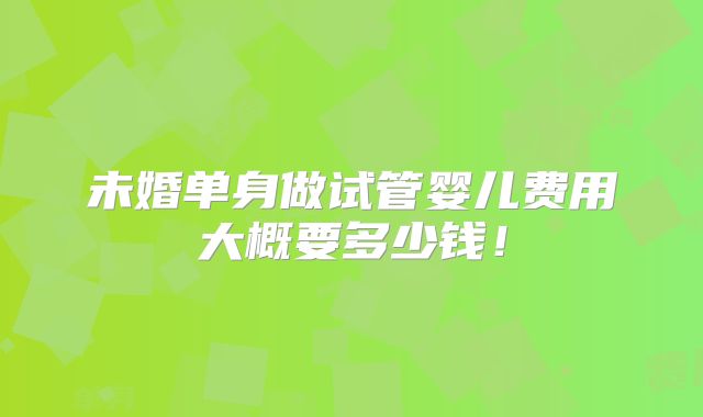 未婚单身做试管婴儿费用大概要多少钱!