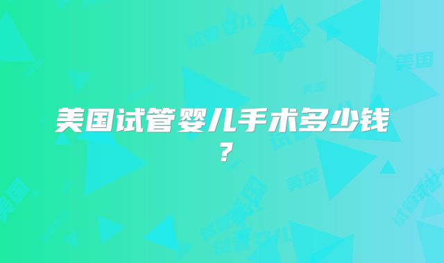 美国试管婴儿手术多少钱？